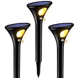 Ainostone Solarlampen mit Bewegungsmelder Außen 3 Stück Solarleuchten 1500mAh LED Solarstrahler Super Hell Warmweiß Auto Ein/Aus IP65 Wasserdicht für Garten Garage Terrasse Weg Einfahrt Terrasse