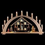 Erzgebirge Palast Spielwarenmacher Günther Schwibbogen Weihnachtsmannhaus mit Pfefferküchlerei - 76x42,5 cm