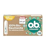 o.b. Organic Normal (16 Stück), Tampons aus 100% Bio Baumwolle mit geschwungenen Rillen für mittlere/stärkere Tage, von Öko-Test 'sehr gut' bewertet*, für zuverlässigen Schutz während der Periode