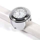 Tbest Motorrad Lenkeruhr, 7/8' 1' Lenkerhalterung Wasserdicht Zeitmessuhr Weiß für Fahrrad und Motorrad