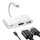 AGEEMY Lightning HDMI Adapter für iPhone - 3 in 1 Digital AV OTG USB Kamera Adapter - Kompatibel Mit iPhone 14/13/12/11/XS/XR/X/8/7/6