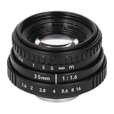 35mm F1.6 APS-C-Handbuch Fokussiertes Objektiv, Mehrschichtete Aluminiumlegierungskamera-Objektiv mit 9-Blades-Zwerchfell für Atemberaubende Bokeh & Niedriglichtfotografie,