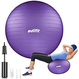 EDIFIT, Gymnastikball, 55, 65 und 75, Pezziball, Einschließlich Inflator, Pilates Ball, Sitzball, Pilates, Yoga Ball, Gymnastik (65cm, Violett)