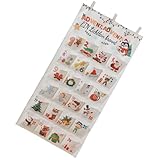 MLWSKERTY Countdown-Kalender Weihnachten aus Segeltuch mit 24 Wandtaschen, füllbar, Dekoration für Handveranstaltungen