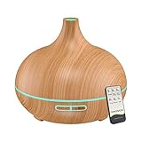 Dadson 500ml Aroma Diffuser für Duftöle, Luftbefeuchter, Raumbefeuchter, Lufterfrischer Wohnung, Raumduft Elektrisch, Aromatherapie, Diffusor mit 7-farbigem LED-Licht (Hellbraun)