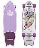 STAR SCOOTER Surf Skateboard Longboard Vintage Retro Cruiser High Speed Kugellager ABEC-11 Komplett Unisex | Rosa