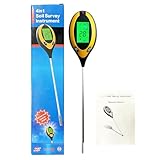 Generisch 4-in-1 Bodentest Messgerät, Bodenuntersuchungsinstrument, PH-Wert, Feuchtigkeit, Temperatur, Pflanzenlicht Präzisionsmessung mit Hintergrundbeleuchtetem LCD-Display Gartengeräte
