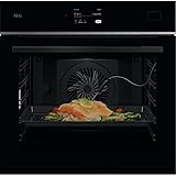 AEG TB8SB73ZAB Multifunktionsofen, 70 l, Dampfreinigung, 25 Funktionen, 119 automatische Programme, Thermalsonde, Dampfgaren, Touchscreen, Teleskopschienen, WLAN-Konnektivität, Schwarz