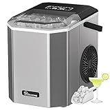 YITAHOME Eiswürfelmaschine -9 Würfel in 7 Minuten Fertig, 12KG/24h Edelstahl Eiswürfelbereiter mit 1,2 Liter Wassertank & Handhaben, Selbstreinigende Ice Maker mit Eisschaufel für Küche Büro Bar Party