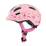 ABUS Kinderhelm Smiley 2.0 - Robuster Fahrradhelm für Mädchen und Jungs - Rosa mit Prinzessinnen-Muster, Größe M