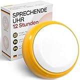 Sprechende Uhr 12-Stundenformat - Leichter zu verstehen - Sprachuhr für Ältere, Sehbehinderte, Blinde, Alzheimerpatienten - Wecker hoher Sichtbarkeit, Deutsche Stimme