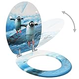 wenjingqi 3056409 WC-Sitze mit Deckel, MDF, Pinguin-Motiv, 2 Stück