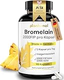 Bromelain Kapseln mit 2000 FIP/Kapsel - Bromelain hochdosiert - 200mg Bromelain Enzym aus Ananas - Enzymaktivität von 10.000 FIP/g - 3 Monatsvorrat