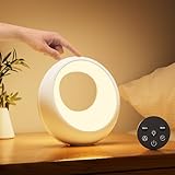 Bonsery Nachttischlampe Touch Dimmbar Rund mit Fernbedienung, Led Tischlampe Kabellos mit RGB Farbwechsel, Baby Nachtlicht Kinder mit Timer & Memory für deko Schlafzimmer Wohnzimmer Geschenk