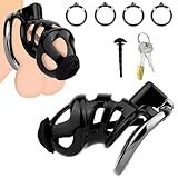 NAIXBTY Chastity Cage Male Peniskäfig mit 4 Cockring SM Atmungsaktiver Keuschheitskäfig mit Fake Frau Pussy Harnröhrenschlauch Set Herren SM Extrem Penis Bondage Käfig Sex Spielzeug für Männer (L)