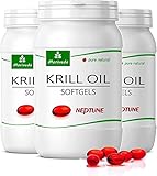 MoriVeda NEPTUNE Krillöl Kapseln 270 I Omega 3-6-9, Astaxanthin, Antioxidantien, Vitamin E, Cholin, Phospholipide, 100% antarktischem Krill Öl I 3x90 Softgels