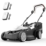 Litheli Akku Rasenmäher Selbstfahrender 43cm, Brushless Motor, 2 x 20V 4,0 Ah Akkus, 40L Fangkorb, 25-75 mm Schnitthöhe, Rasenmäher Elektro bis 500 m²