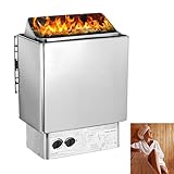 otmechl Elektrischer Saunaofen, 9 kW, 220 V tragbare Saunaheizung für drinnen & draußen, integrierte Steuerung für 9 m³, kommerzielle Hotel-Spa-Dusche, Edelstahl