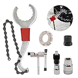6 Pcs Fahrrad Werkzeug Set, YDIAMEJ Fahrradreparatur Werkzeugsatz mit 3-in-1 Kassettenentferner-Schlüssel Kurbel Werkzeug Kettenbrecher Zahnkranzabzieher Tretlager Speichenschlüssel