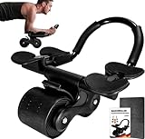 LOODIA® Bauchtrainer für zuhause, Bauchmuskeltrainer Roller, Automatisches Rebound Bauchrad, Bauchtrainer Roller, Ab Roller, Fitnessgeräte für Zuhause, Bauchroller Bauch Trainingsgerät (Schwarz)