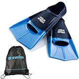 Aqua Speed Trainingsflossen kurz I Kinder I Schwimmflossen für Mädchen Jungen I leichte Kurzflossen Training I Gummi Flossen I Schwimmtraining I + Ultrapower Rucksack I blauIhellblauI02; Gr. 35I36