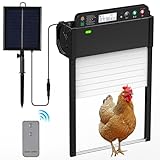 Automatische Hühnerklappe Solar, Elektrische Hühnerklappe Automatisch mit Timer, Lichtsensor, LCD Display, Einklemmschutz Elektrische Hühnerklappe, Hühnertür mit Fernbedienung