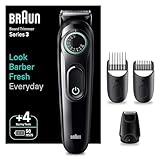Braun Barttrimmer Series 3, Bartschneider und Trimmer Herren mit ultrascharfer Klinge, 40 Längeneinstellungen, mit 50 Min. kabelloser Laufzeit, BT3421