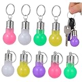 DECOMELODY 21 Stück Teiliges Mini LED Leuchtbirnen Schlüsselanhänger Bunte Farblicht Schlüsselringe Kleine Taschenlampen Anhänger Tragbar und Auffällig für Rucksack Handtasche