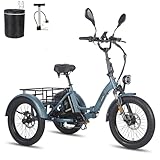 Fafrees F20 Mate E-Bike Dreirad Klapprad 48V 21Ah Akku [ Offiziell ] Herren E Bike Damen Hydraulische Scheibenbremsen, Dreirad Elektro 180kg, E Trike 1008Wh, Elektrofahrrad für Erwachsene 65N.m