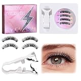 Magnetische Wimpern Natürlich Look 3D Wimpern Langlebige Magnet Wimpern Wiederverwendung Magnetwimpern mit Zange ohne Eyeliner Wasserdicht Magnetic Lashes Set Einfache Anwendung für Anfänger Gift