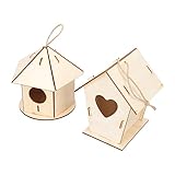 OFFSCH 2pcs Unvollendete Vogelhäuser DIY -holzvögel Nester Hängen Dekore (beige)