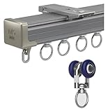 Deckenvorhangschiene，Vorhangschiene， Trennwand-Deckenschiene, Krankenhaus-Vorhangschiene aus Aluminiumlegierung, Deckenmontage, robuste Raumteiler-Vorhangstange for Schiebetüren(Grey,400cm/13ft)