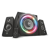 Trust Gaming GXT 629 Tytan 2.1 PC Lautsprecher mit Subwoofer, 120 W, 3,5 mm AUX Klinke, PC Boxen mit RGB LED Beleuchtung, Gaming Lautsprecher für PC, Laptop, Computer, Tablet, Smartphone - Schwarz