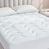 EHEYCIGA Gel Topper 160x200cm Boxspringbett, Matratzentopper 160x200cm Memory Foam, Kühlende Matratzen Topper mit extra tiefem Tasche, Weiß