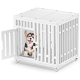 Hundekäfig 67 x 50 x 63 cm, Hundebox aus HDPE für mittelgroße und kleine Hunde, Hundekäfig Möbel mit Verriegelungstür, abschließbaren Rädern, modernes Design für Zuhause (Nein Tablett)