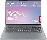 Lenovo IdeaPad Slim 3 Laptop | 16' WUXGA Display | AMD Ryzen 5 | AMD Radeon Grafik | 16GB RAM | 512GB SSD | Windows 11 Home | QWERTZ | Arctic grau | 3 Monate Premium Care