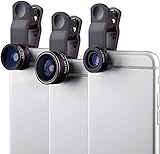 MyGadget Handy Objektiv Set - 180° Fisheye + 0, 65x Weitwinkel + 10x Makro Linse - Kamera Set für Smartphone & Tablet Camera u.a. iPad, iPhone, Samsung