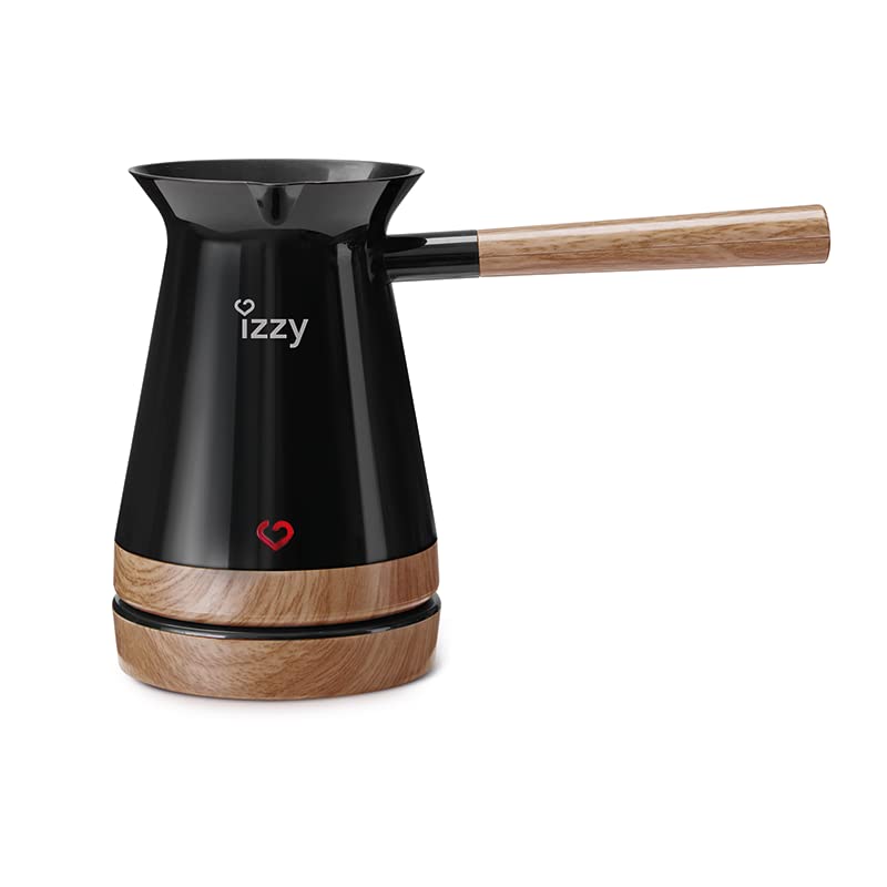 izzy Elektrische Kaffeekocher Kafedaki, türkischer-griechischer Kaffeekanne 250ml elektrischer Wasserkocher für Mocca & Tee , 650W (schwarz/holzbraun)