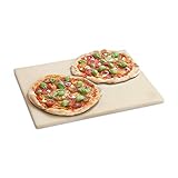 BURNHARD Pizzastein für Gasgrill & Holzkohlegrill aus Cordierit für Brot, Flammkuchen & Pizza, rechteckig - 45 x 35 x 1.5 cm