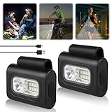 GAOUTO 2 Stück LED Clip Lampe, Stark Magnet Clip-licht mit 6 Lichtmodi, USB Wiederaufladbar Lauflicht Lampe, Wasserdicht Nacht Clip Lauflicht Laufzubehör Licht für Joggen Camping Wandern Laufe