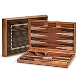 Yellow Mountain Imports Backgammon Spiel-Set mit Holzintarsien, Dorne - mit Holzspielsteinen und Zubehör, 33 Zentimeter Spielbrett, für 2 Spieler