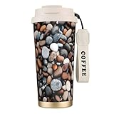 Isolierter Kaffeebecher mit Kieselstein-Druck, 316 Edelstahl, Vakuum-Reisebecher, hält warm und kalt