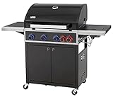 tepro Gasgrill Keansburg 4 mit 3 Edelstahl-Brennern inkl. 1 POWERZONE, 1 Keramik-Infrarot-Brenner, emaillierten Guss-Grillrosten, Deckel mit Thermometer, abklappbarer Seitenablage, Maße 138x63x114 cm