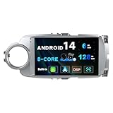 SXAUTO Android 14 - [6G+128G, Octa-Core] - IPS Autoradio für Toyota Yaris GRMN (2011-2018) - Carplay Android Auto - Kamera + MIC - 360-CAM DAB Lenkradsteuerung WiFi Bluetooth Fast-Boot - 2 Din 9 Zoll