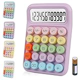 Bimormat Cute Electronic Calculator,12 Digit Large LCD Display and Big Round Buttons Candy-Colored Desktop Calculator for Office,School,Home,Business(DE-COR-Purple)