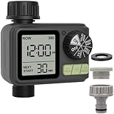 Bewässerungscomputer, Bewässerungsuhr mit Regenverzögerung/Automatischem & Manueller Modus, IPX5 Wasserdicht/Großbild LCD-Display Wasser Zeitschaltuhr für Garten Rasen