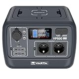 VARTA Mobile Powerstation VP500, Power Station, tragbar, 537Wh LiFePO4 Generator, 700W (1400W Spitze), Akku, Batterie, Notstrom für Camping, Freizeit & Stromausfall