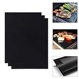Kexpery BBQ Grillmatte 50x40cm grill zubehör Wiederverwendbare & Antihaft Grillunterlage Teflon Grillmatten Gasgril Backpapier for Gasgrill, Holzkohlegrill, PFOA-Frei,1er Set