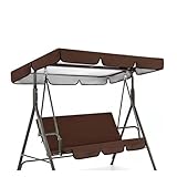 TYBEITAO 600D Hochwertiges,Silberbeschichtetes Oxford-Gewebe Hollywoodschaukeln Dachbezug Winddicht,Robust und Reißfest Hollywoodschaukel Dach,Brown-195 * 125 * 15cm