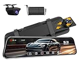 Spiegel Dashcam mit Rückfahrkamera Dual 1080P Dashcam Auto Vorne Hinten 170°+140° Weitwinkel Rückspiegel Dash Cam Auto Kamera mit 10' IPS-Touchscreen WDR Nachtsicht Loop-Aufnahme G-Sensor 6M Kabel